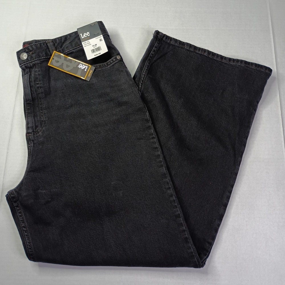 Lee Heritage Loose Straight High Rise Wide Leg Jeans Women's Size 14 M Black